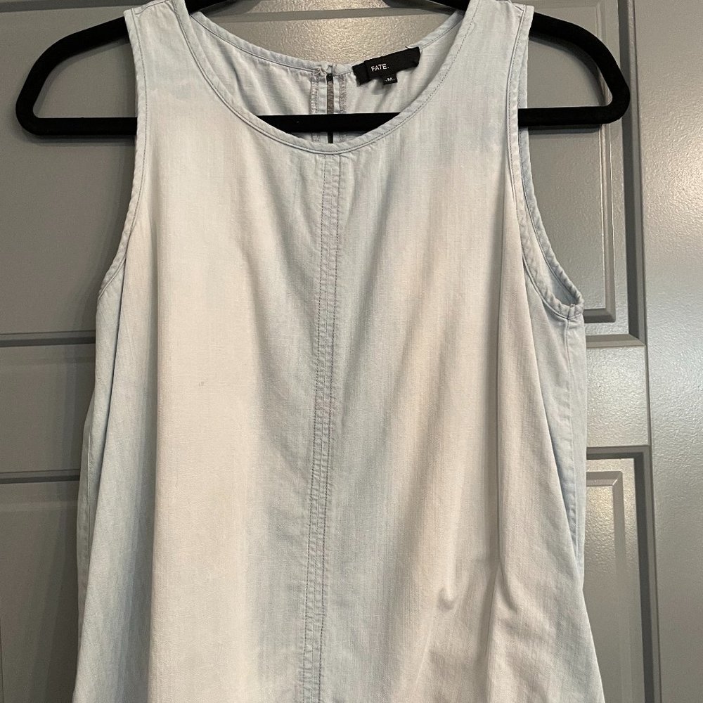 Fate Holi Lo-Hi Chambray Top